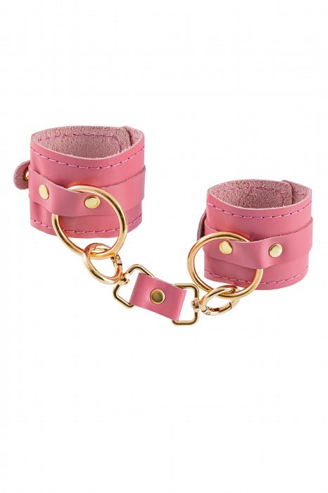 Розовые однослойные кожаные наручники - Pecado - купить с доставкой в Подольске