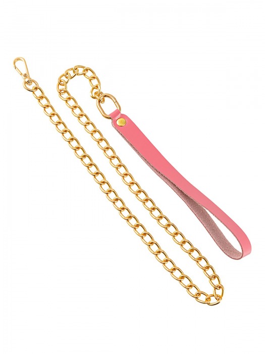 Розовый кожаный поводок с карабином для ошейника - 80 см. - Pecado - купить с доставкой в Подольске