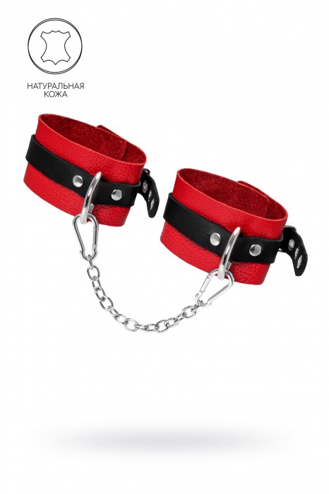 Красно-черные мягкие оковы с одним ремешком и люверсами - Pecado - купить с доставкой в Подольске
