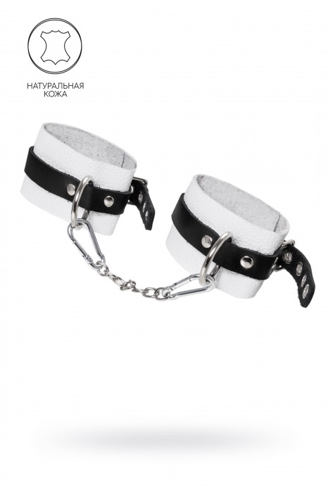 Бело-черные мягкие оковы с одним ремешком и люверсами - Pecado - купить с доставкой в Подольске