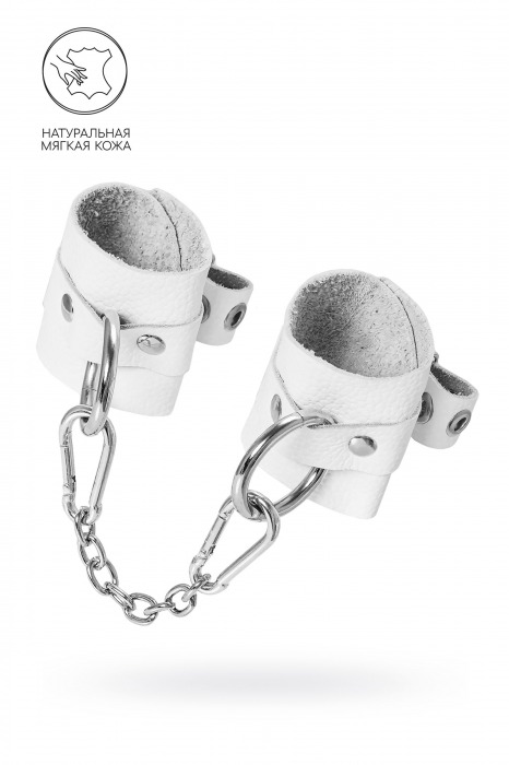 Белые мягкие кожаные наручники с люверсами - Pecado - купить с доставкой в Подольске