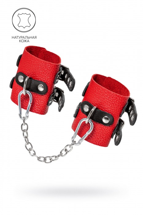 Красно-черные мягкие наручники с двумя ремешками с люверсами - Pecado - купить с доставкой в Подольске