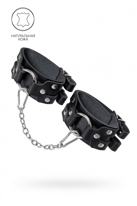 Черные кожаные оковы с двумя ремешками - Pecado - купить с доставкой в Подольске