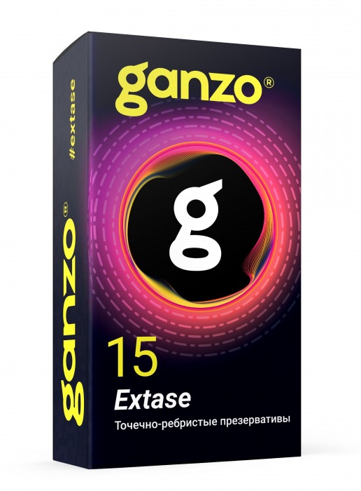 Презервативы анатомической формы с точечной и ребристой структурой Ganzo Extase - 15 шт. - Ganzo - купить с доставкой в Подольске