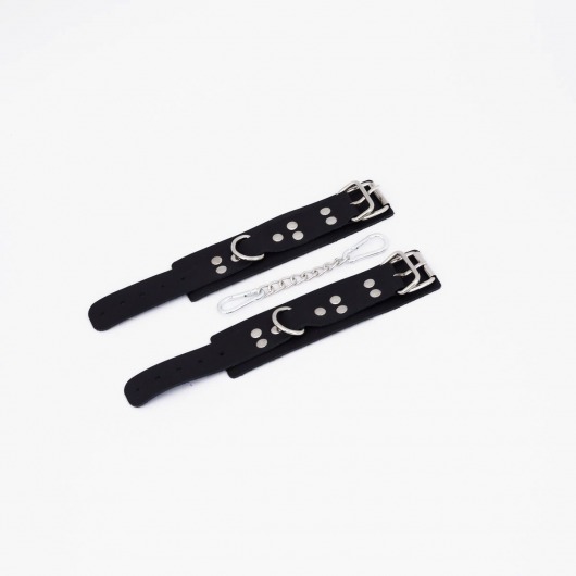 Черные кожаные наручники с регулируемыми ремешками - Crazy Handmade - купить с доставкой в Подольске