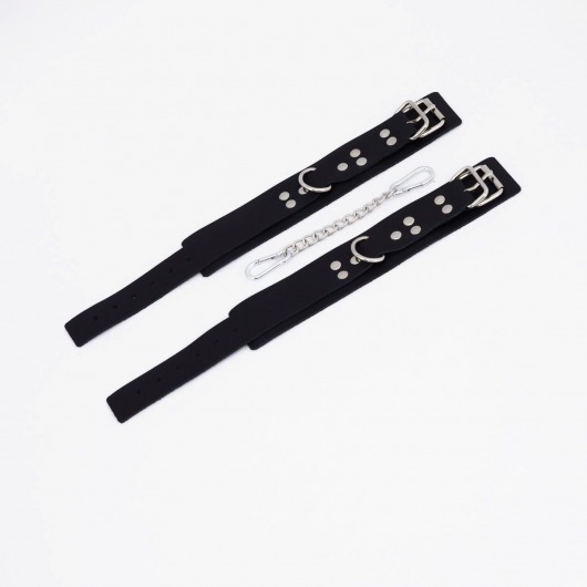 Черные кожаные оковы с регулируемыми ремешками - Crazy Handmade - купить с доставкой в Подольске