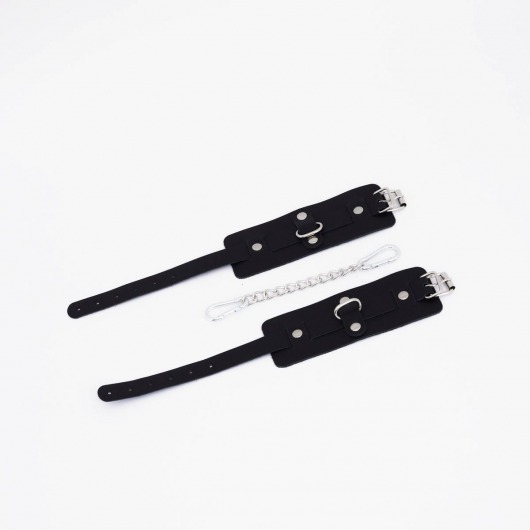 Черные кожаные оковы с хромированной фурнитурой - Crazy Handmade - купить с доставкой в Подольске