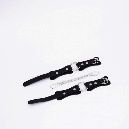 Черные кожаные оковы с кольцом - Crazy Handmade - купить с доставкой в Подольске