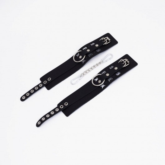 Черные кожаные оковы Sex - Crazy Handmade - купить с доставкой в Подольске