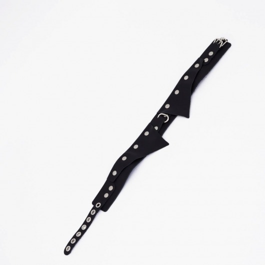 Черный однослойный кожаный ошейник с имитацией воротничка - Crazy Handmade - купить с доставкой в Подольске