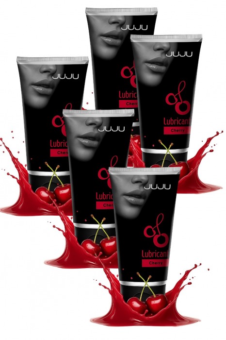 Набор из 5 съедобных лубрикантов JUJU со вкусом вишни - JuJu - купить с доставкой в Подольске