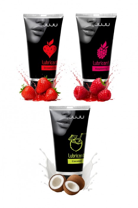 Набор из 3 съедобных лубрикантов JUJU (клубника, малина, кокос) - JuJu - купить с доставкой в Подольске
