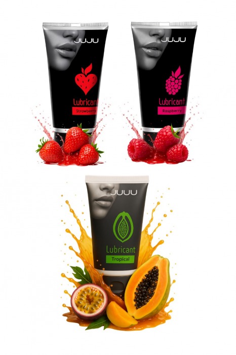 Набор из 3 съедобных лубрикантов JUJU (клубника, малина, тропические фрукты) - JuJu - купить с доставкой в Подольске