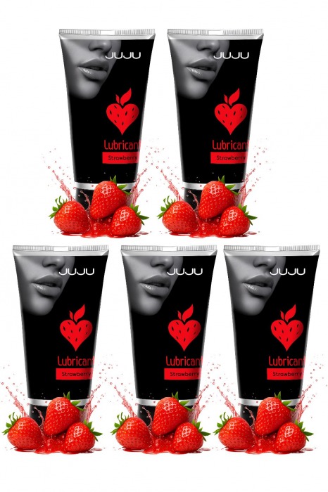 Набор из 5 съедобных лубрикантов JUJU со вкусом клубники - JuJu - купить с доставкой в Подольске