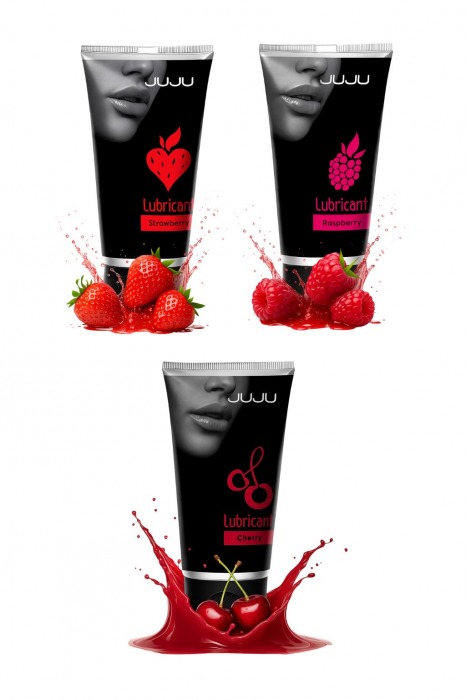 Набор из 3 съедобных лубрикантов JUJU (клубника, малина, вишня) - JuJu - купить с доставкой в Подольске