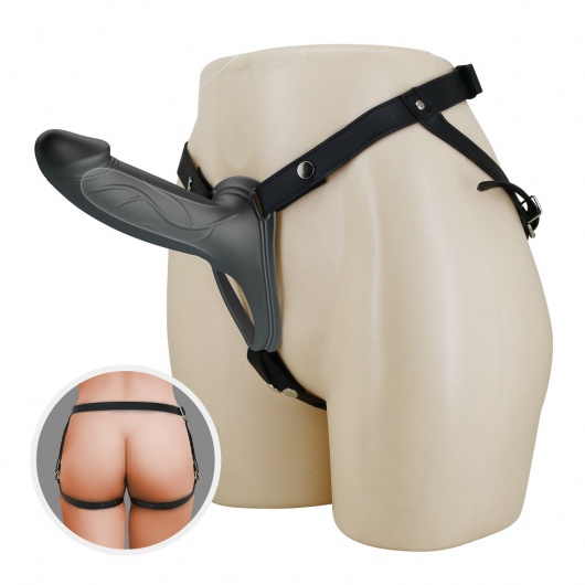 Черный полый мужской страпон London - 16,8 см. - Baile - купить с доставкой в Подольске