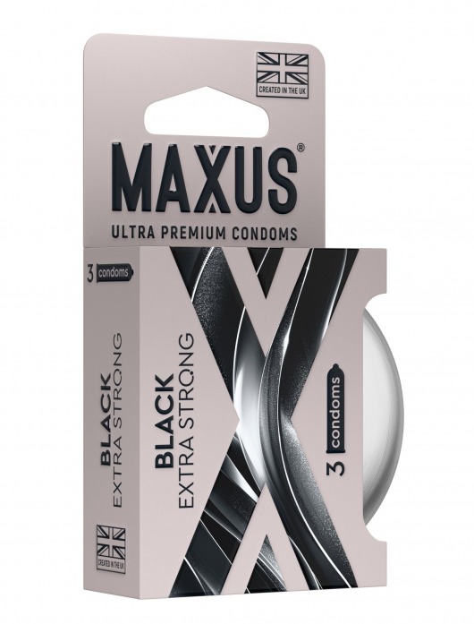 Черные утолщенные презервативы MAXUS Extra Strong с железным кейсом - 3 шт. - Maxus - купить с доставкой в Подольске