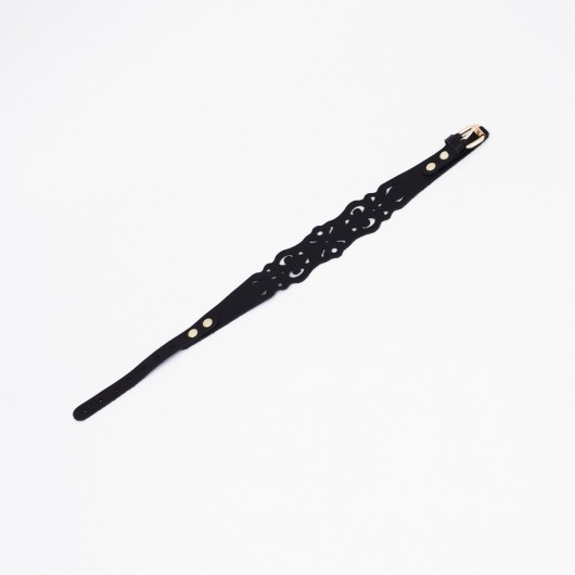 Черный ажурный чокер с золотистой фурнитурой - Crazy Handmade - купить с доставкой в Подольске