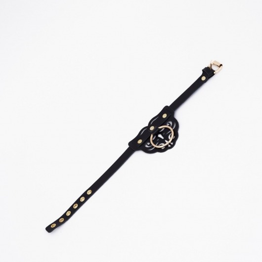 Черный чокер с клепками и золотистой фурнитурой - Crazy Handmade - купить с доставкой в Подольске