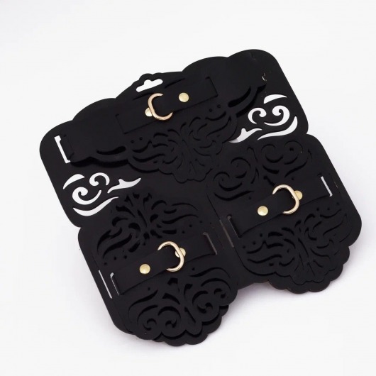 Фигурный набор для БДСМ-игр с узорами и золотистой фурнитурой - Crazy Handmade - купить с доставкой в Подольске