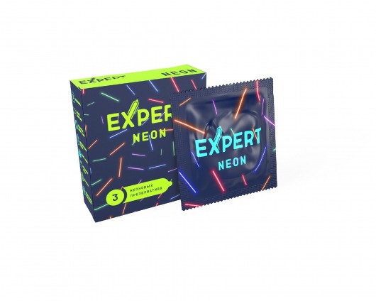Светящиеся в темноте презервативы Expert Neon - 3 шт. - Expert - купить с доставкой в Подольске
