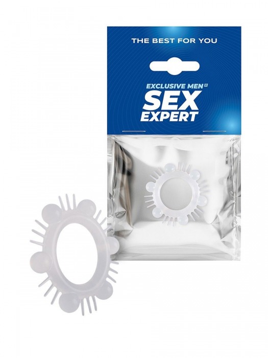 Эластичное эрекционное кольцо с шипиками и шариками - Sex Expert - в Подольске купить с доставкой