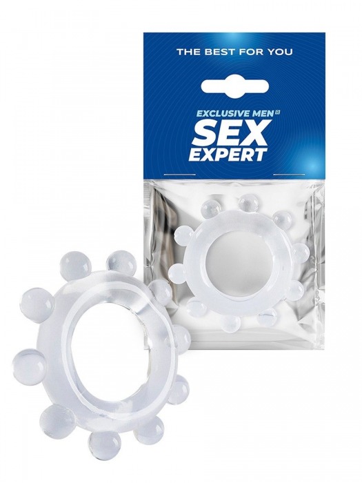 Прозрачное эрекционное кольцо со стимулирующими шариками - Sex Expert - в Подольске купить с доставкой