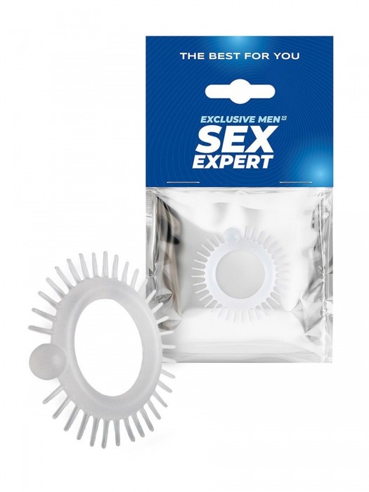 Эластичное эрекционное кольцо с шипиками и шариком - Sex Expert - в Подольске купить с доставкой