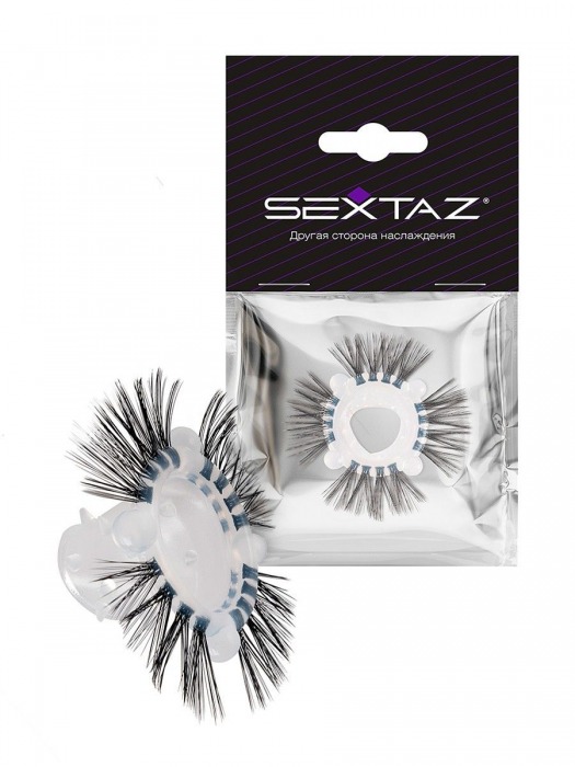 Эластичное эрекционное кольцо с черными «ресничками» - Sextaz - в Подольске купить с доставкой