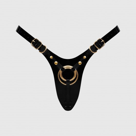 Черный пояс для фиксации насадок Strap-On-Me Leatherette Harness Fabulous - Strap-on-me - купить с доставкой в Подольске