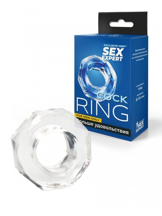 Прозрачное эрекционное кольцо в форме гайки - Sex Expert - в Подольске купить с доставкой