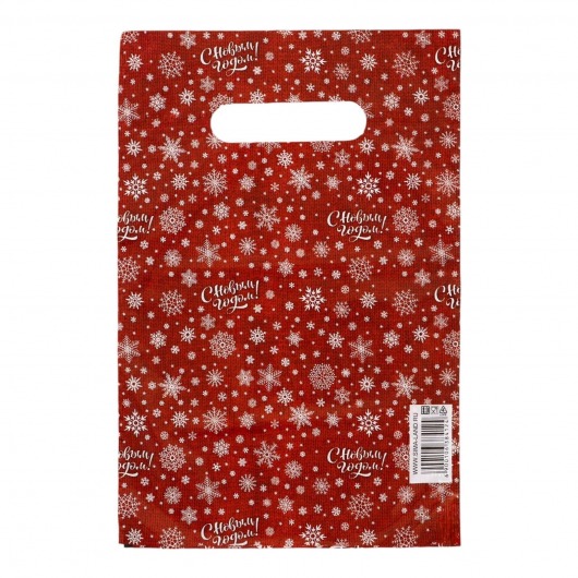 Красный подарочный новогодний пакет с вырубной ручкой (20х30 см) - Сима-Ленд - купить с доставкой в Подольске