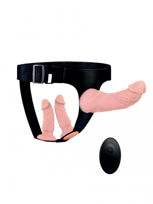 Женский страпон с 3 насадками и вибрацией - Erowoman-Eroman - купить с доставкой в Подольске