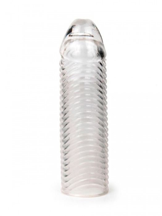 Прозрачная закрытая насадка на пенис с ребрышками - 16 см. - Sex Expert - в Подольске купить с доставкой