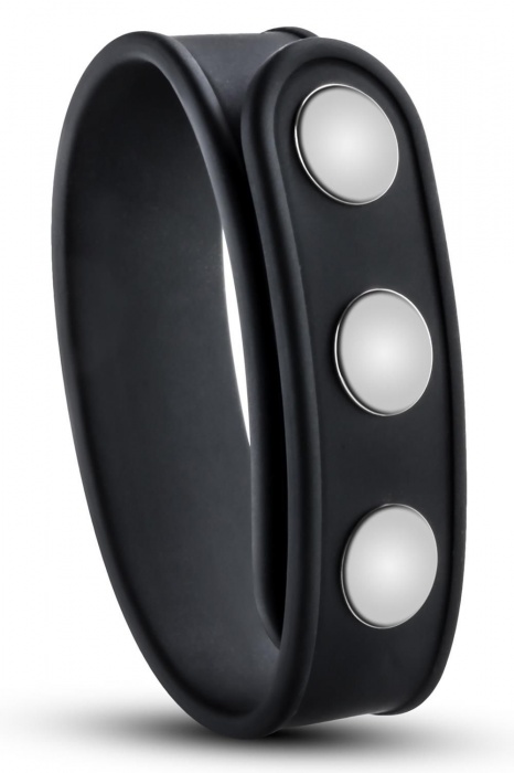 Черное эрекционное кольцо на кнопках - Blush Novelties - в Подольске купить с доставкой