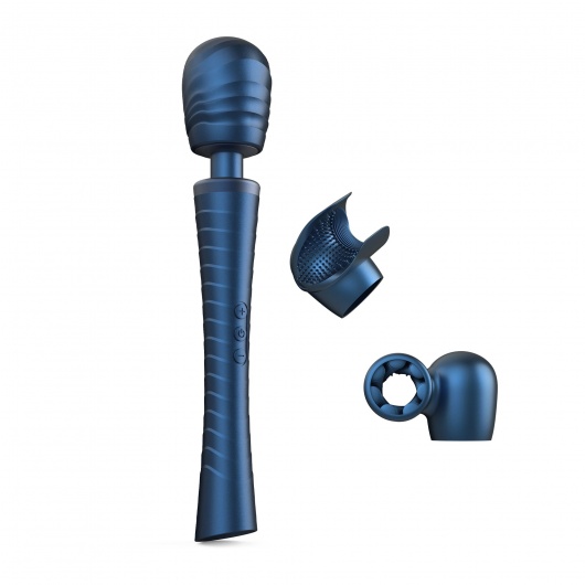 Синий вибромассажёр с насадками Man.wand Edgy - Manwan - в Подольске купить с доставкой