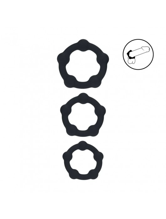 Набор из 3 эрекционных колец Beaded Silicone Cockring Set - Shots Media BV - в Подольске купить с доставкой