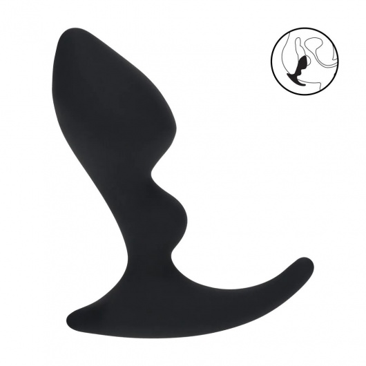 Черная анальная пробка для массажа простаты Double Ripple Silicone Prostate Massager - Shots Media BV - в Подольске купить с доставкой