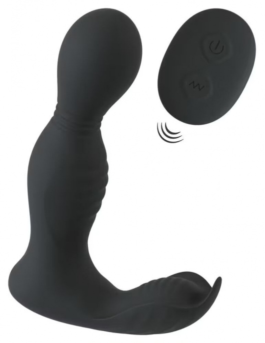 Черная анальная пробка с вибрацией, вращением и пультом ДУ RC Butt Plug with 2 Functions - Orion - в Подольске купить с доставкой