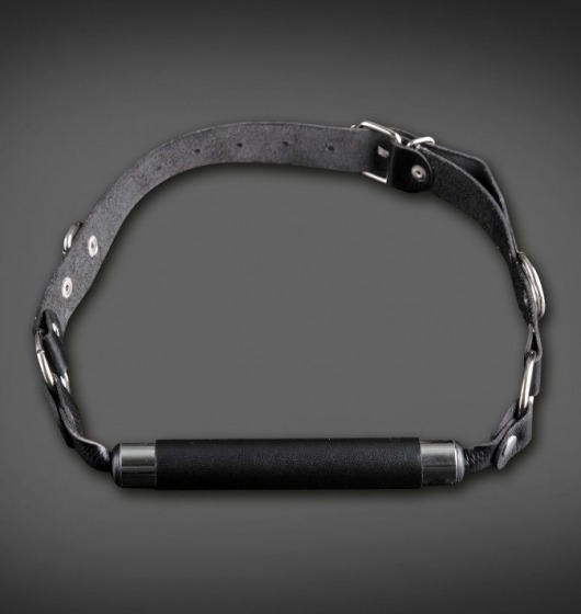 Чёрный кляп-трензель на кожаных ремешках с застёжкой - Sitabella - купить с доставкой в Подольске