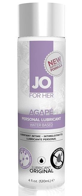 Женский лубрикант на водной основе JO AGAPE LUBRICANT ORIGINAL - 120 мл. - System JO - купить с доставкой в Подольске