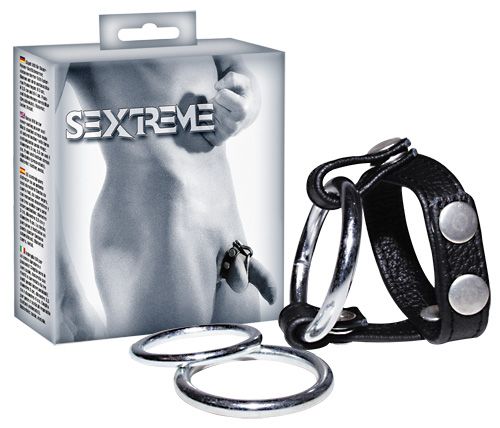 Подхват для мошонки с 3 съемными эрекционными кольцами Leder-Riemen - Orion - в Подольске купить с доставкой