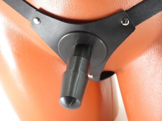 Черные кожаные трусики со штырьком для насадок - БДСМ Арсенал - купить с доставкой в Подольске