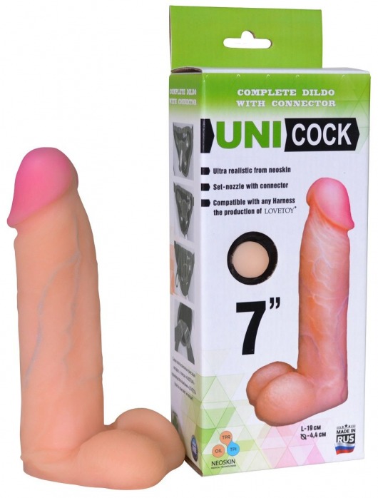 Фаллическая насадка Харнесс UNICOCK 7  - 19 см. - LOVETOY (А-Полимер) - купить с доставкой в Подольске