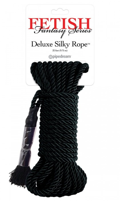 Черная веревка для фиксации Deluxe Silky Rope - 9,75 м. - Pipedream - купить с доставкой в Подольске