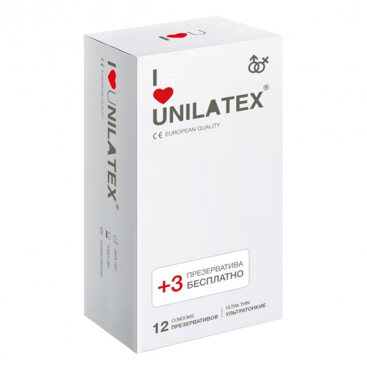 Ультратонкие презервативы Unilatex Ultra Thin - 12 шт. + 3 шт. в подарок - Unilatex - купить с доставкой в Подольске