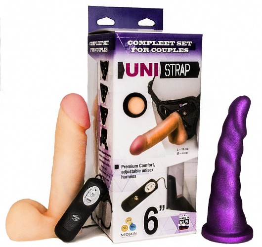 Вибрострапон с двумя насадками UniStrap - 18 и 18 см. - LOVETOY (А-Полимер) - купить с доставкой в Подольске