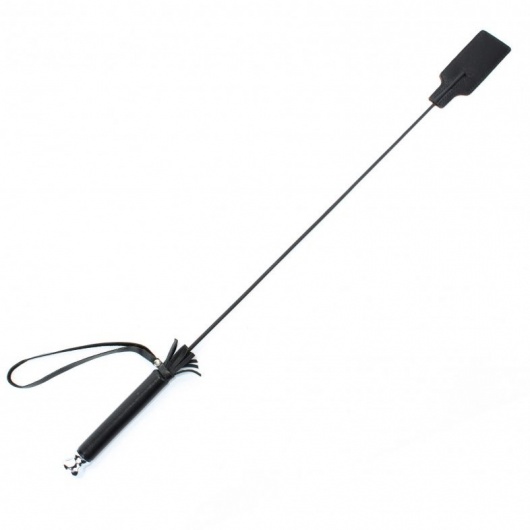 Чёрный кожаный стек с прямоугольным наконечником - 66 см. - БДСМ Арсенал - купить с доставкой в Подольске