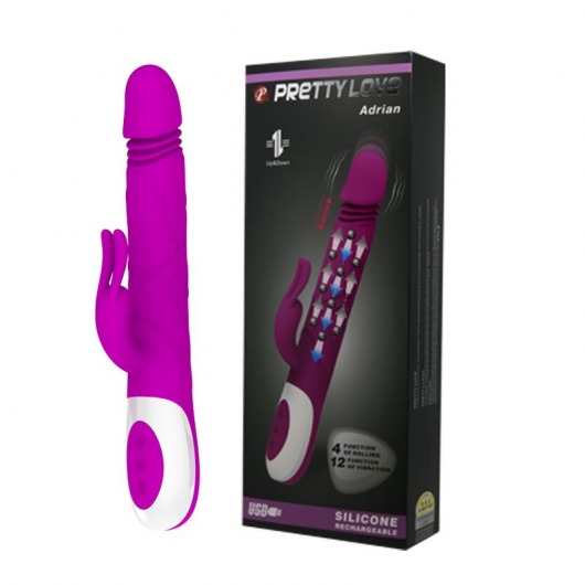 Перезаряжаемый вибратор Adrien с rolling-функцией и клиторальным отростком - 26,7 см. - Baile