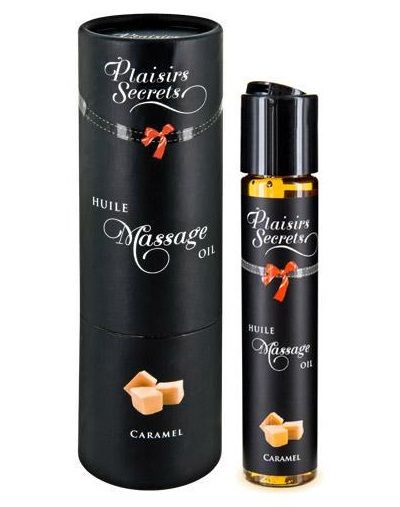 Массажное масло с ароматом карамели Huile de Massage Gourmande Caramel - 59 мл. - Plaisir Secret - купить с доставкой в Подольске